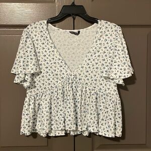 Blue Flowered Crop Top